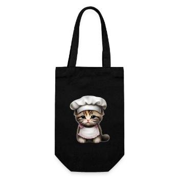 Chefkoch Katze - Geschenkbeutel für Flaschen - Schwarz - Vorne