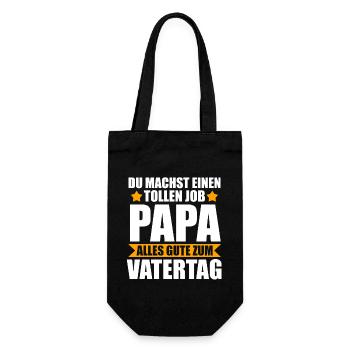 Vater Vatertag Papa - Geschenkbeutel für Flaschen - Schwarz - Vorne