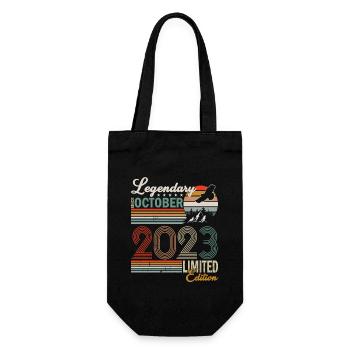 BORN IN OCTOBER 2023. - Gift Bag for Bottles - black - Front