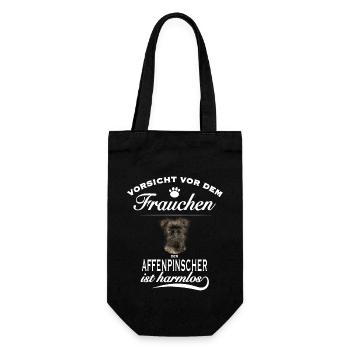 Vorsicht vor dem Frauchen, harmlos - Affenpinscher - Geschenkbeutel für Flaschen - Schwarz - Vorne