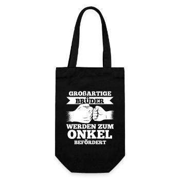 Patenonkel Bruder Onkel - Geschenkbeutel für Flaschen - Schwarz - Vorne