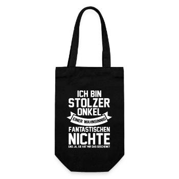Patenonkel Nichte Onkel - Geschenkbeutel für Flaschen - Schwarz - Vorne