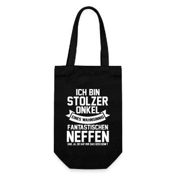 Patenonkel Neffe Onkel - Geschenkbeutel für Flaschen - Schwarz - Vorne