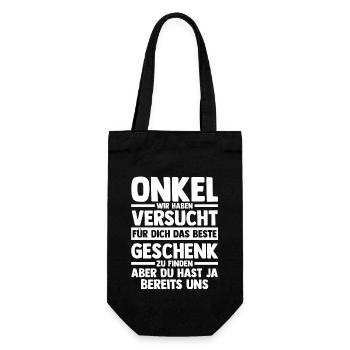 Patenonkel Onkel - Geschenkbeutel für Flaschen - Schwarz - Vorne