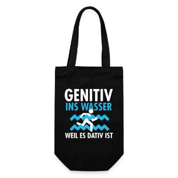 Genitiv ins Wasser weil es Dativ ist - Geschenkbeutel für Flaschen - Schwarz - Vorne