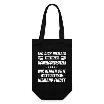 Wohnmobil Wohnmobilbesitzer Camping Camper Idee - Geschenkbeutel für Flaschen - Schwarz - Vorne