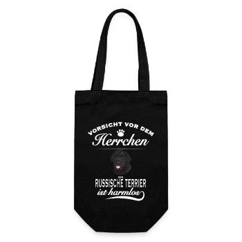 Vorsicht vor dem Herrchen - Russischer Terrier - Geschenkbeutel für Flaschen - Schwarz - Vorne