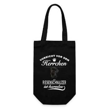 Vorsicht vor dem Herrchen - Riesenschnauzer - Geschenkbeutel für Flaschen - Schwarz - Vorne