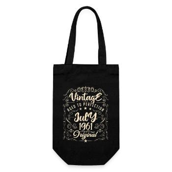 Vintage Born in July 1961 Anniversary July - Gift Bag for Bottles - black - Front