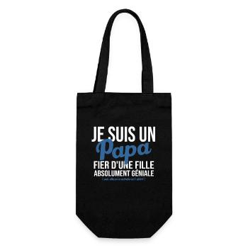 Papa fier fille cadeau - Sac à bouteille - noir - Devant