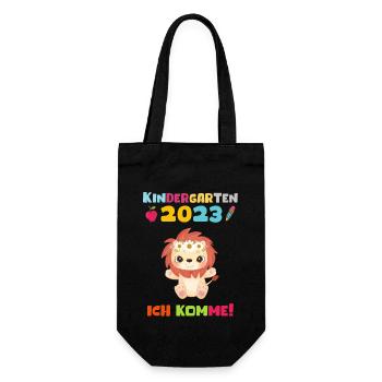 Kindergarten 2023 Ich Komme Mädchen Kita Geschenk - Geschenkbeutel für Flaschen - Schwarz - Vorne