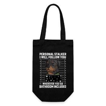 Rottweiler Stalker Lustiger Spruch - Geschenkbeutel für Flaschen - Schwarz - Vorne