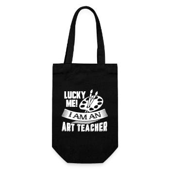 Art Teacher Lucky Me I Am An Art Teacher - Gift Bag for Bottles - black - Front