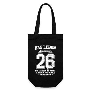 26. Geburtstag Geschenk Das Leben Beginnt Mit 26 - Geschenkbeutel für Flaschen - Schwarz - Vorne