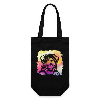 Rottweiler Retro - Geschenkbeutel für Flaschen - Schwarz - Vorne