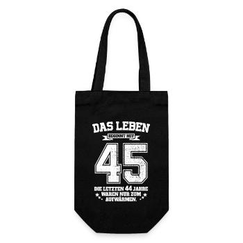 45. Geburtstag Geschenk Das Leben Beginnt Mit 45 - Geschenkbeutel für Flaschen - Schwarz - Vorne