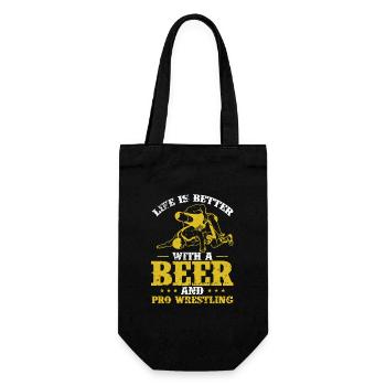 Life is better with a Beer and Pro Wrestling - Gift Bag for Bottles - black - Front