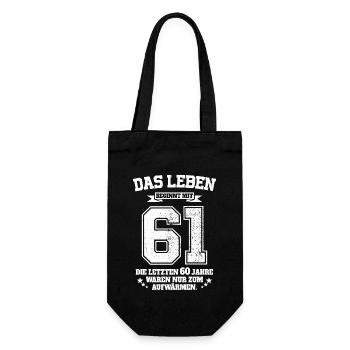 61. Geburtstag Geschenk Das Leben Beginnt Mit 61 - Geschenkbeutel für Flaschen - Schwarz - Vorne