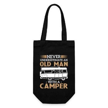 Never underestimate an old man with a camper - Gift Bag for Bottles - black - Front