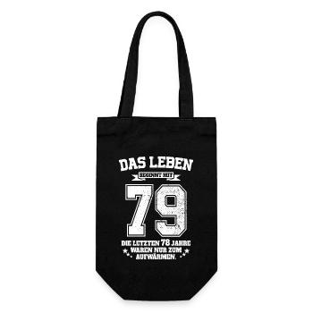 79. Geburtstag Geschenk Das Leben Beginnt Mit 79 - Geschenkbeutel für Flaschen - Schwarz - Vorne