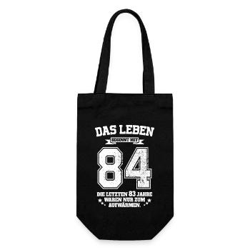 84. Geburtstag Geschenk Das Leben Beginnt Mit 84 - Geschenkbeutel für Flaschen - Schwarz - Vorne