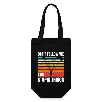 Funny Skydiving Skydiver Parachuting I Do Stupid - Gift Bag for Bottles - black - Front