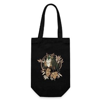 Magic owl with flower owls breeder - Gift Bag for Bottles - black - Front