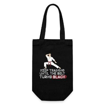 Keep Training Until Belt Turns Black Martial Arts - Gift Bag for Bottles - black - Front