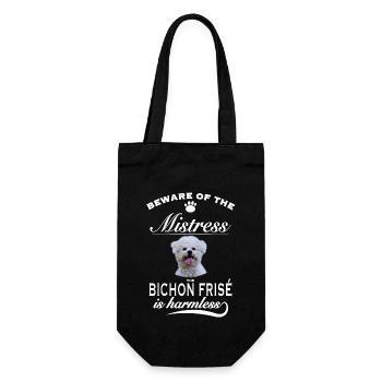 Beware of the mistress, harmless Bichon Frisé - Gift Bag for Bottles - black - Front