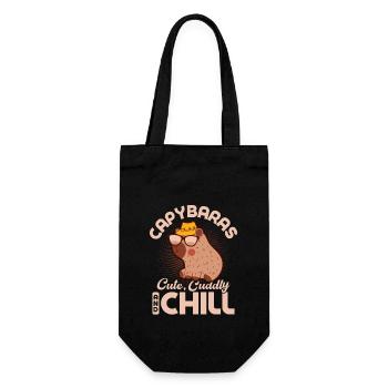 Capybaras Cute, Cuddly, and Chill Capibara Owner R - Geschenkbeutel für Flaschen - Schwarz - Vorne