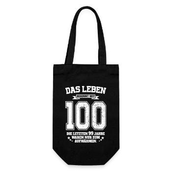 100. Geburtstag Geschenk Das Leben Beginnt Mit 100 - Geschenkbeutel für Flaschen - Schwarz - Vorne