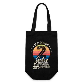 2. Geburtstag Geschenk Habe 2 Jahre Gebraucht - Geschenkbeutel für Flaschen - Schwarz - Vorne