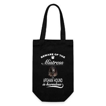 Beware of the mistress, harmless Afghan Hound - Geschenkbeutel für Flaschen - Schwarz - Vorne