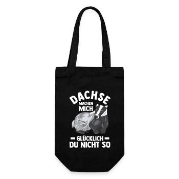 Tiermotiv Dachs - Geschenkbeutel für Flaschen - Schwarz - Vorne