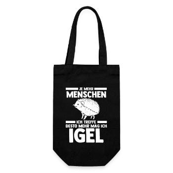 Tiermotiv Igel - Geschenkbeutel für Flaschen - Schwarz - Vorne