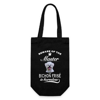 Beware of the master, harmless Bichon Frisé - Gift Bag for Bottles - black - Front