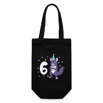 With chinchilla - children's birthday 6 years - Gift Bag for Bottles - black - Front