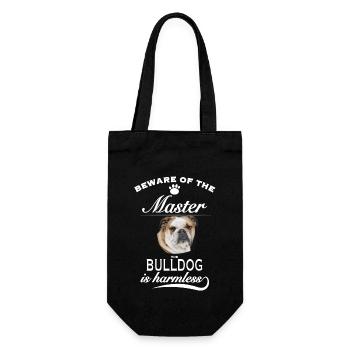 Beware of the Master, harmless Bulldog - Geschenkbeutel für Flaschen - Schwarz - Vorne