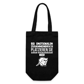Tiermotiv Waschbär - Geschenkbeutel für Flaschen - Schwarz - Vorne