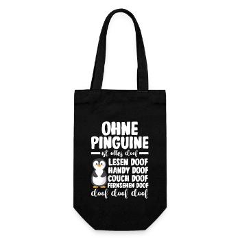 Tiermotiv Pinguin - Geschenkbeutel für Flaschen - Schwarz - Vorne