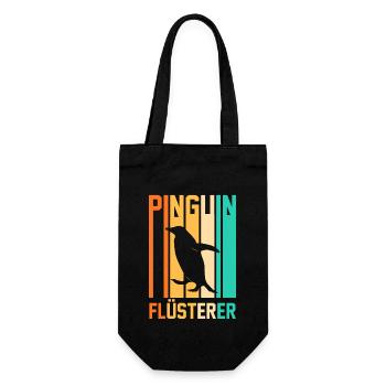 Tiermotiv Pinguin - Geschenkbeutel für Flaschen - Schwarz - Vorne