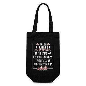 Wie eine Ninja-Hausfrau - Geschenkbeutel für Flaschen - Schwarz - Vorne