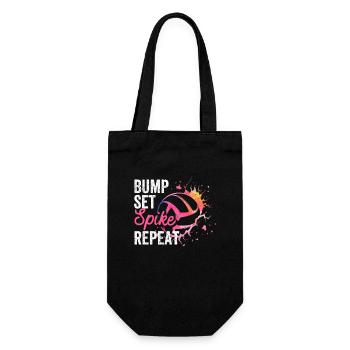 Bump Set Spike Repeat Funny Volleyball Liebhaber - Geschenkbeutel für Flaschen - Schwarz - Vorne