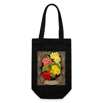 Begonie Blume, Vintage botanische Illustration - Geschenkbeutel für Flaschen - Schwarz - Vorne