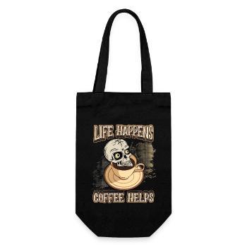 Buveur de café drôle de dicton avec crâne - Sac à bouteille - noir - Devant