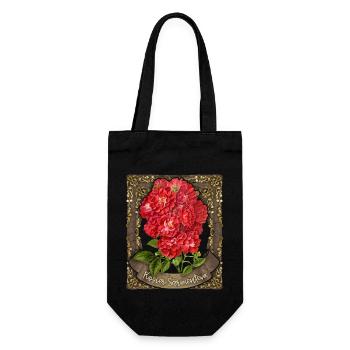 Antique Rose, Botanical Rose, Vintage Roses - Gift Bag for Bottles - black - Front