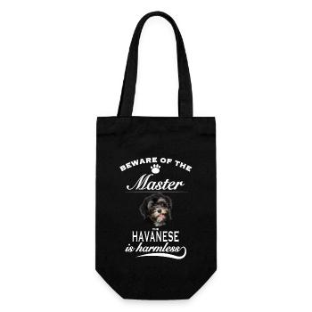 Beware of the master, harmless Havanese Havaneser - Geschenkbeutel für Flaschen - Schwarz - Vorne