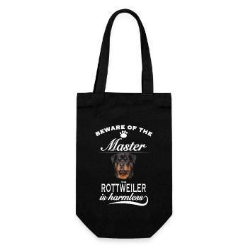 Beware of the master, harmless Rottweiler - Geschenkbeutel für Flaschen - Schwarz - Vorne