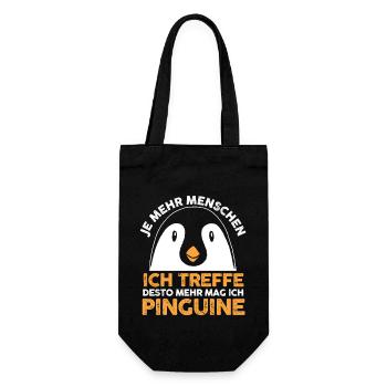 Tiermotiv Pinguin - Geschenkbeutel für Flaschen - Schwarz - Vorne