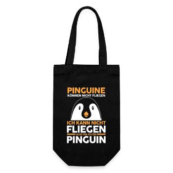 Tiermotiv Pinguin - Geschenkbeutel für Flaschen - Schwarz - Vorne